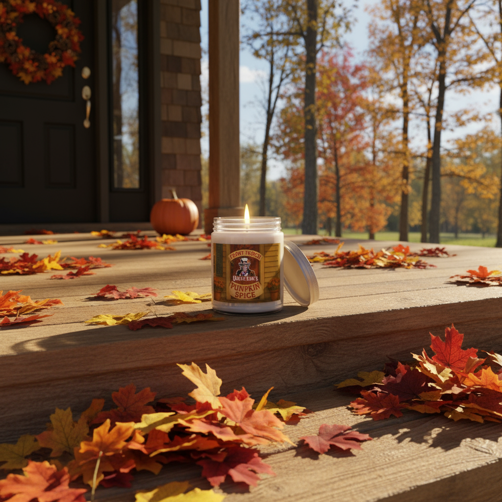 Uncle Sam's Front Porch Pumpkin Spice Candle - 9 oz Pumpkin Spice Scented Wax Candle with Cotton Wick